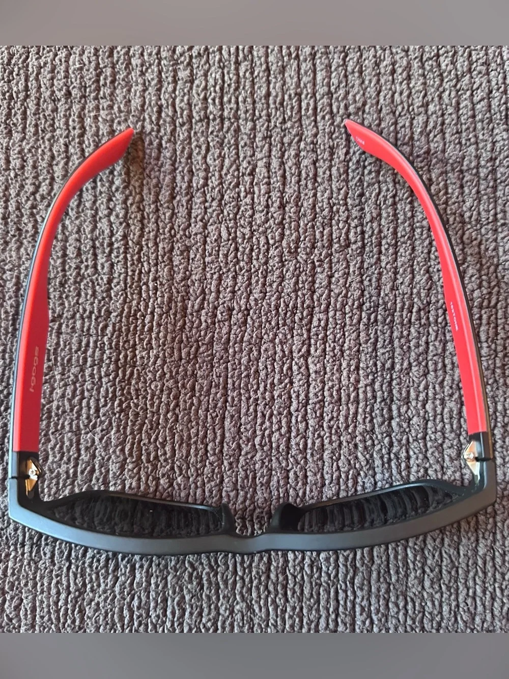 i-gogs 182TONE Sunglasses Black Red Rectangular Smoke Lens Sport Unisex